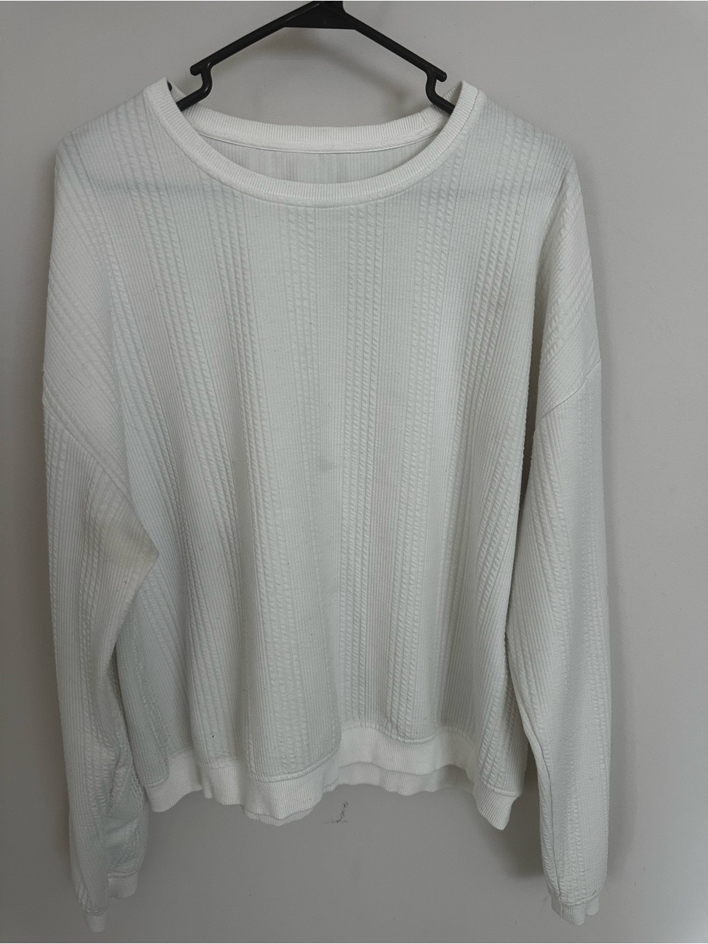 Zyia Active Textured White Crewneck Sweater